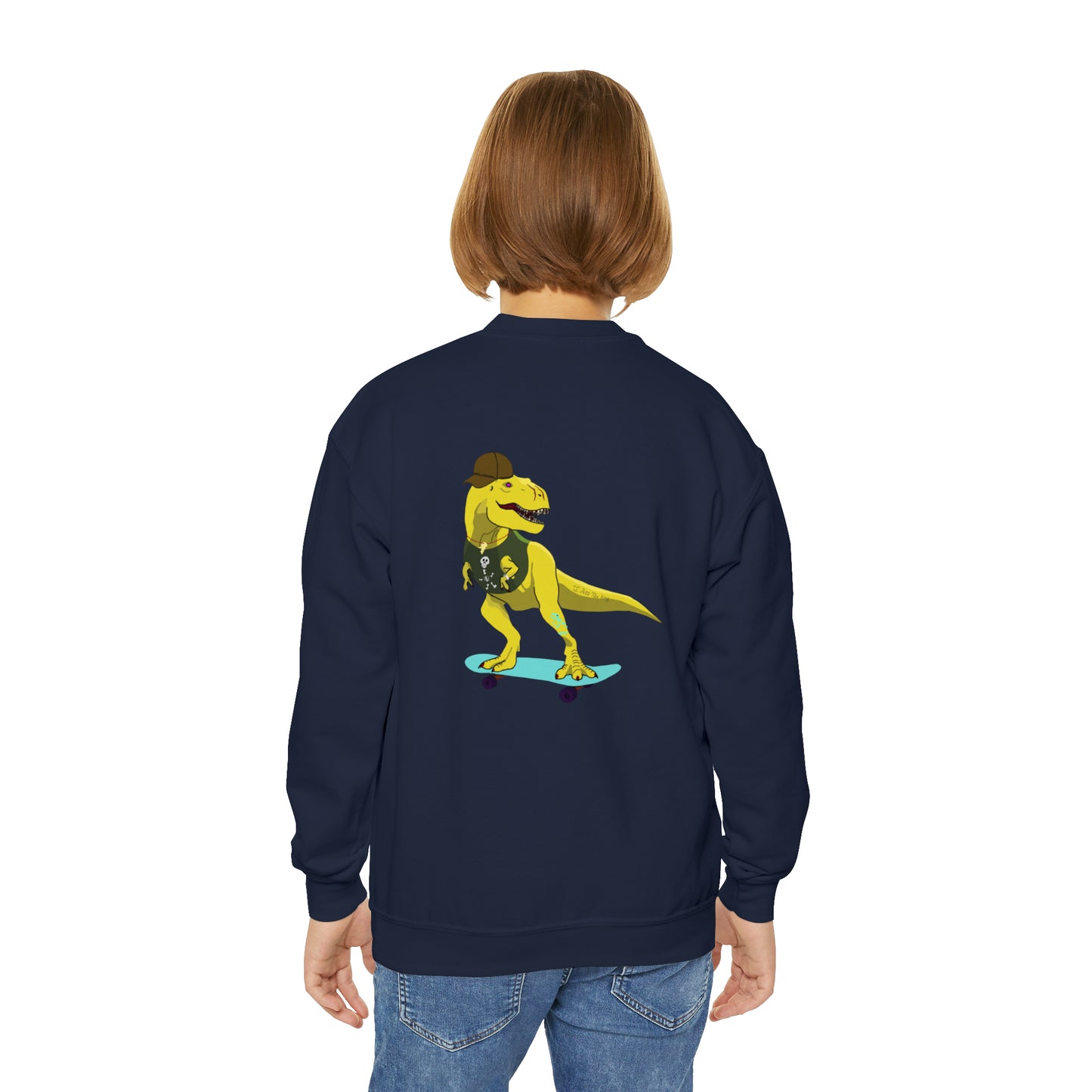 Dino-Gear: Skater Rex - Youth Crewneck Sweatshirt