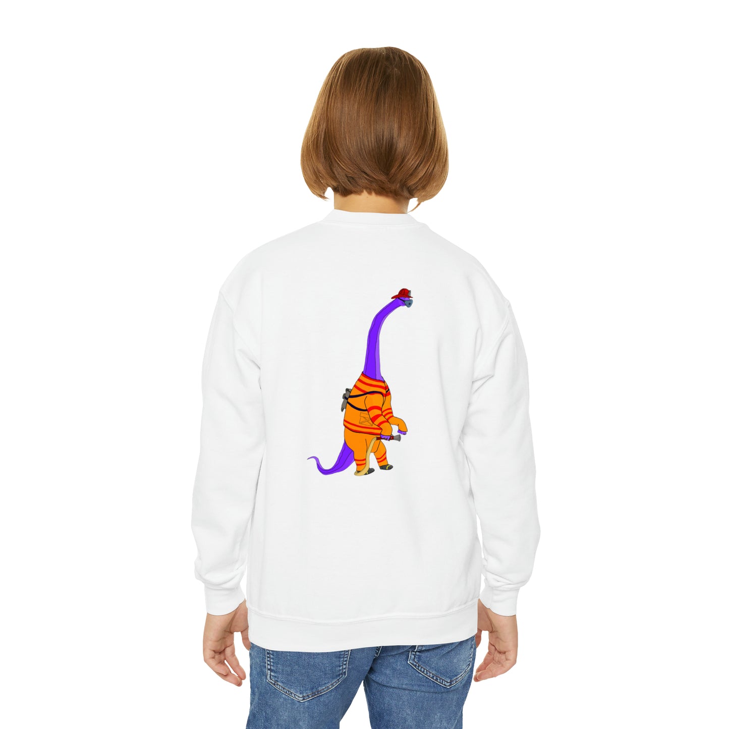 Dino-Gear: Fireman Bronto - Youth Crewneck Sweatshirt