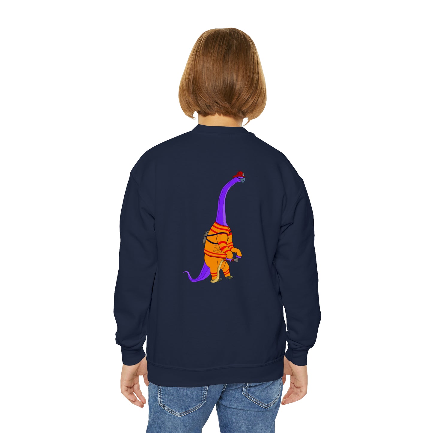 Dino-Gear: Fireman Bronto - Youth Crewneck Sweatshirt