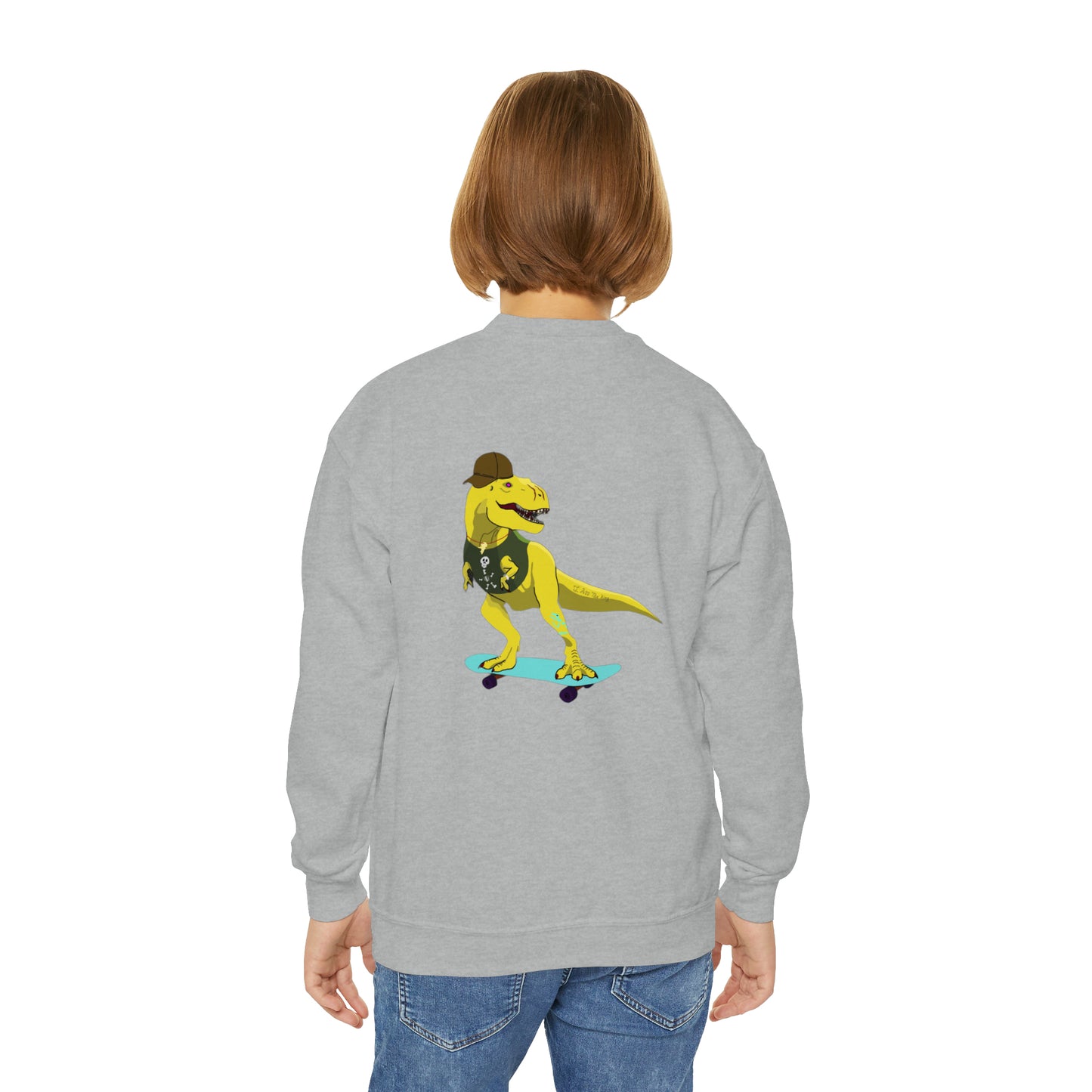 Dino-Gear: Skater Rex - Youth Crewneck Sweatshirt