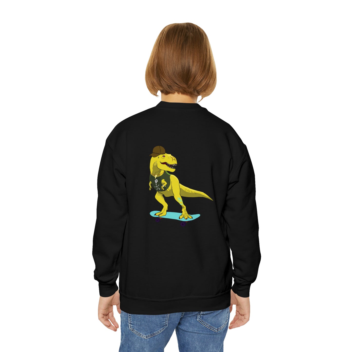 Dino-Gear: Skater Rex - Youth Crewneck Sweatshirt