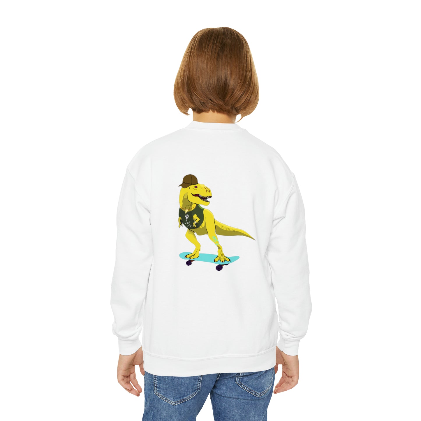 Dino-Gear: Skater Rex - Youth Crewneck Sweatshirt