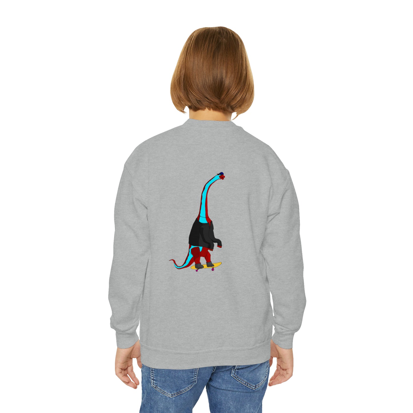 Dino-Gear: Skater Bronto - Youth Crewneck Sweatshirt