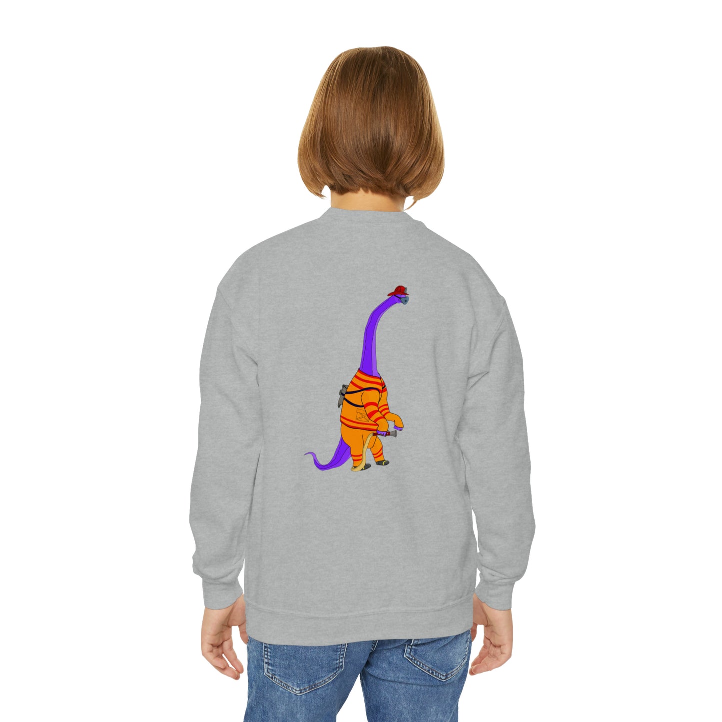 Dino-Gear: Fireman Bronto - Youth Crewneck Sweatshirt